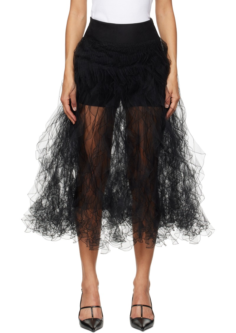 Valentino Black Tulle Illusione Midi Skirt