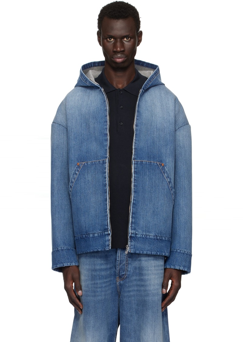 Valentino Blue Oversized Denim Hoodie