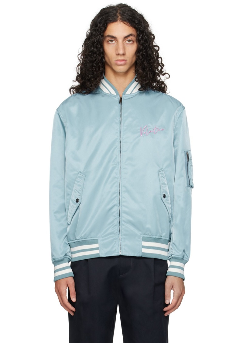 Valentino Blue VLogo Bomber Jacket