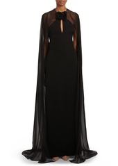 Valentino Cape Overlay Cady Couture Gown