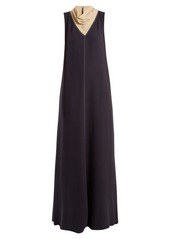 Valentino Cowl-neck contrast-stitch silk-cady gown