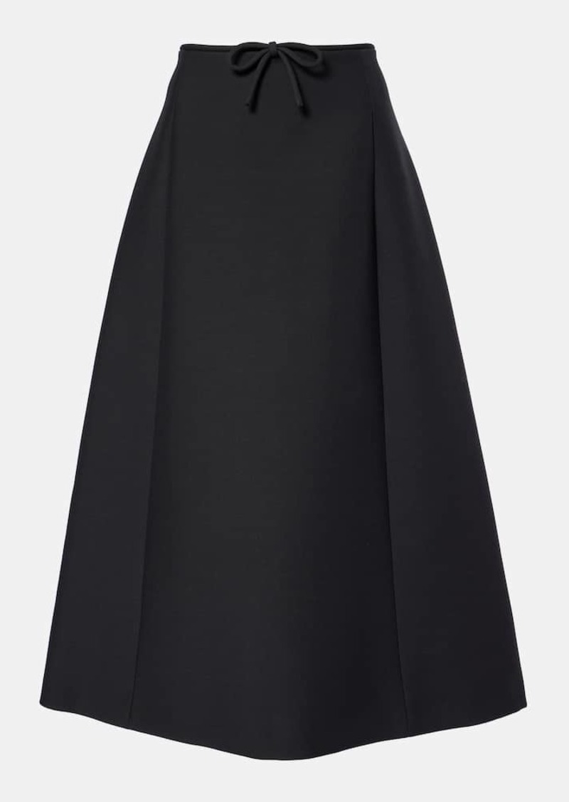 Valentino Crepe Couture bow-detail midi skirt