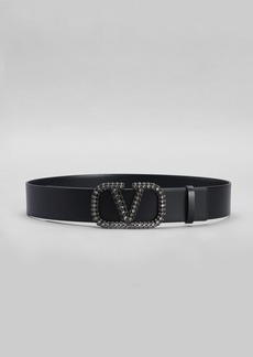 Valentino Garavani Crystal VLOGO Leather Belt