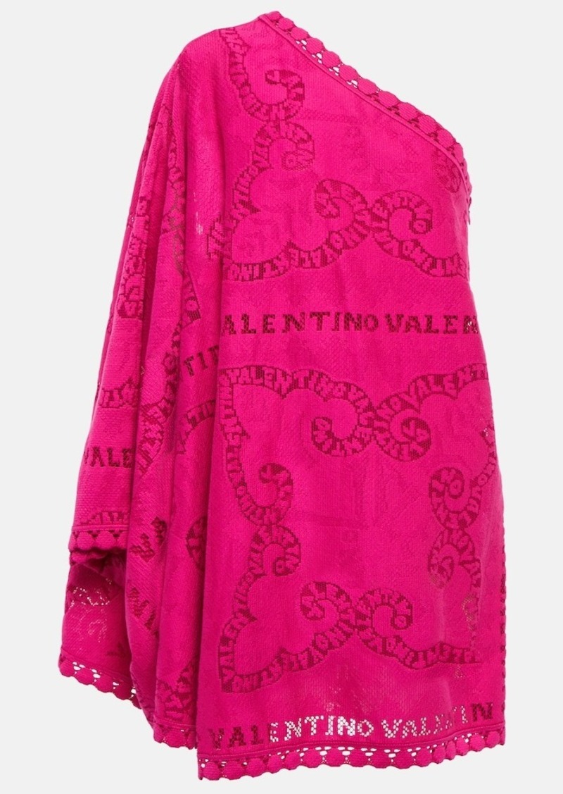 Valentino Cutwork one-shoulder cotton-blend minidress