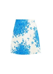 Valentino Delft-print silk-twill mini skirt