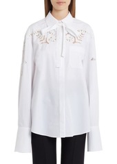 Valentino Garavani Embroidered Lace Cotton Poplin Button-Up Shirt