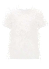 Valentino Feather-trimmed cotton T-shirt