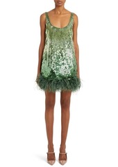 Valentino Garavani Feather Trim Sequin Minidress