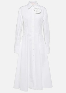 Valentino Floral-appliqué cotton poplin shirt dress