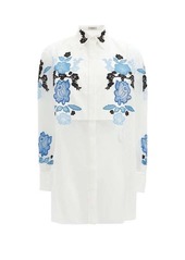 Valentino Floral lace-embroidered silk-organza shirt