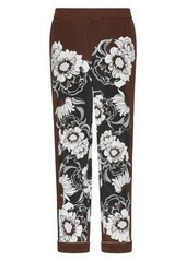 Valentino Garavani Floral Print Cuff Silk Pants