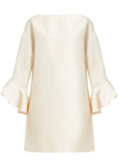 Valentino Fluted wool-blend crepe mini dress