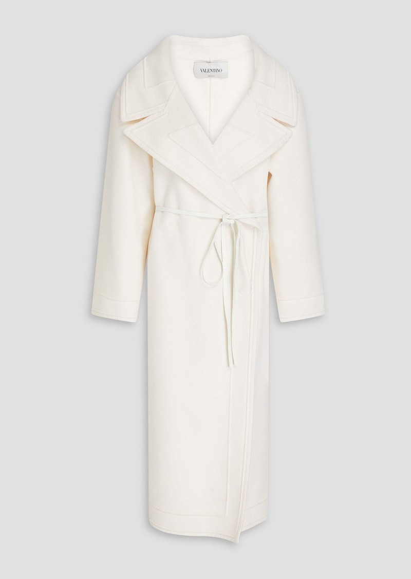 Valentino Garavani - Leather-trimmed wool and cashmere-blend felt coat - White - IT 44