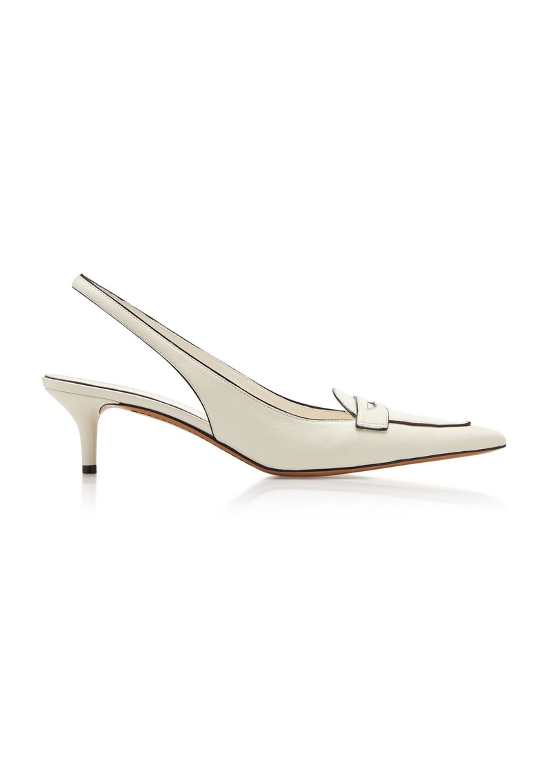 Valentino Garavani - 2001 Loafer Leather Slingback Pumps - White - IT 37 - Moda Operandi