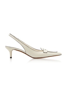 Valentino Garavani - 2001 Loafer Leather Slingback Pumps - White - IT 38 - Moda Operandi