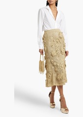 Valentino Garavani - Appliquéd metallic crochet midi skirt - Metallic - S