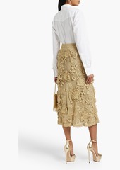 Valentino Garavani - Appliquéd metallic crochet midi skirt - Metallic - S