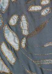 Valentino Garavani - Appliquéd silk crepe de chine wide-leg pants - Blue - US 6