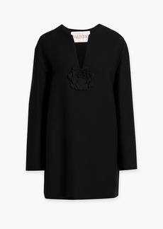 Valentino Garavani - Appliquéd wool and silk-blend crepe mini dress - Black - IT 44