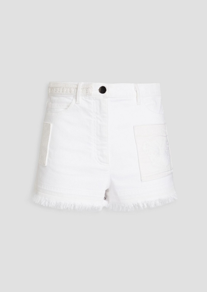 Valentino Garavani - Bead-embellished denim shorts - White - 26