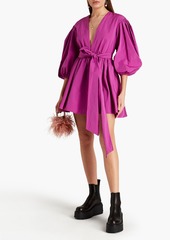 Valentino Garavani - Belted cotton-blend taffeta mini wrap dress - Purple - IT 40