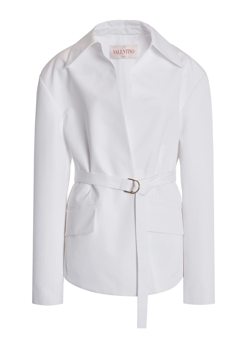 Valentino Garavani - Belted Cotton Poplin Jacket - White - IT 42 - Moda Operandi