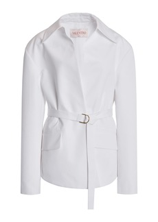 Valentino Garavani - Belted Cotton Poplin Jacket - White - IT 42 - Moda Operandi