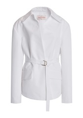 Valentino Garavani - Belted Cotton Poplin Jacket - White - IT 42 - Moda Operandi