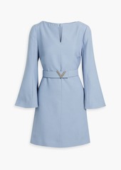 Valentino Garavani - Belted wool and silk-blend crepe mini dress - Blue - IT 36