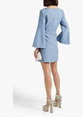 Valentino Garavani - Belted wool and silk-blend crepe mini dress - Blue - IT 40