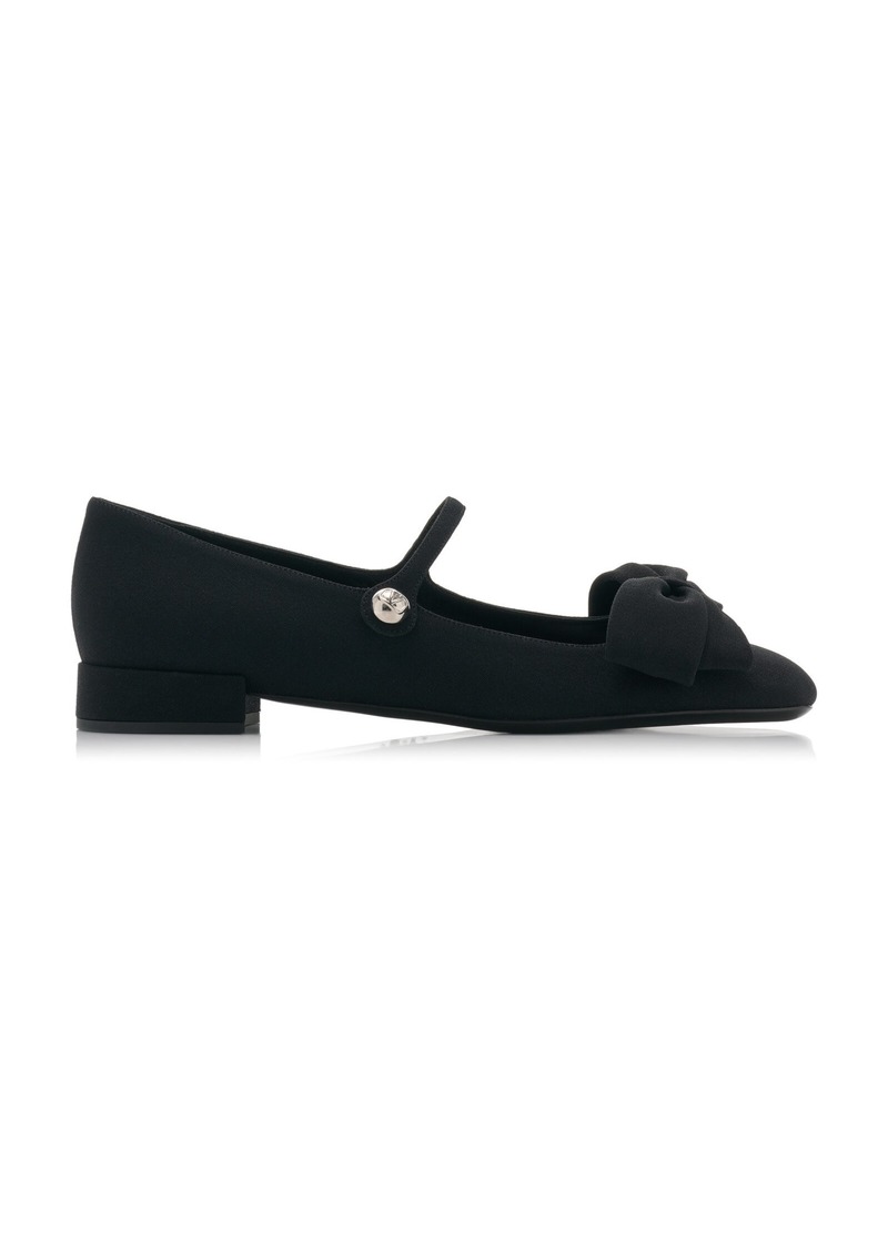 Valentino Garavani - Bow-Detailed Crepe Mary Jane Flats - Black - IT 36 - Moda Operandi