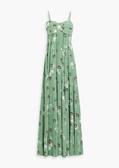 Valentino Garavani - Bow-detailed floral-print silk-satin crepe maxi dress - Green - IT 40
