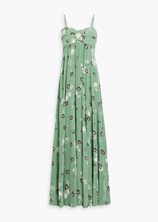 Valentino Garavani - Bow-detailed floral-print silk-satin crepe maxi dress - Green - IT 40