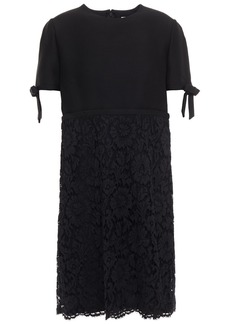 Valentino Garavani - Bow-embellished paneled corded lace and crepe mini dress - Black - IT 36