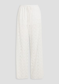 Valentino Garavani - Broderie anglaise cotton-blend wide-leg pants - White - IT 40