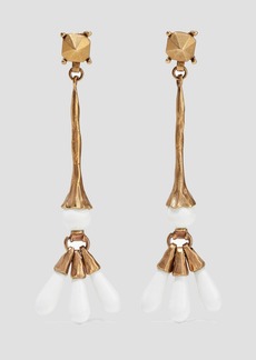 Valentino Garavani - Burnished gold-tone resin earrings - White - OneSize