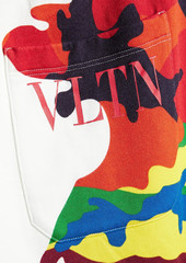 Valentino Garavani - Camouflage-print French cotton-blend terry drawstring shorts - Red - M