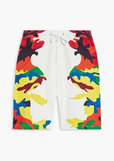 Valentino Garavani - Camouflage-print French cotton-blend terry drawstring shorts - Red - M