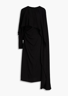Valentino Garavani - Cape-effect draped stretch-cady midi dress - Black - IT 36