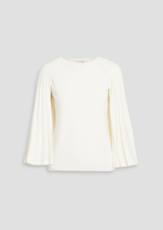 Valentino Garavani - Cape-effect pleated stretch-knit top - White - M