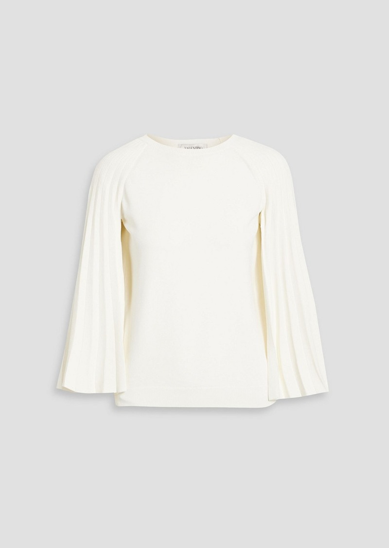 Valentino Garavani - Cape-effect pleated stretch-knit top - White - M