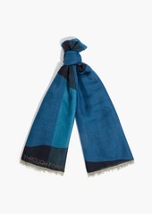 Valentino Garavani - Color-block cashmere and silk-blend scarf - Blue - OneSize