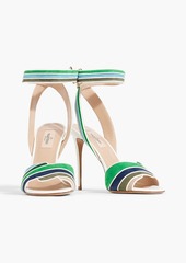 Valentino Garavani - Striped leather and suede sandals - Green - EU 36