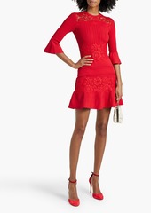 Valentino Garavani - Corded lace and pointelle-knit mini dress - Red - M