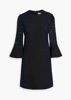 Valentino Garavani - Corded lace-paneled crepe mini dress - Black - IT 40