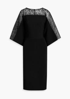 Valentino Garavani - Corded lace-paneled stretch-knit midi dress - Black - S