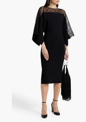 Valentino Garavani - Corded lace-paneled stretch-knit midi dress - Black - S