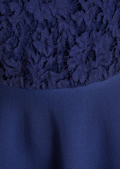 Valentino Garavani - Corded lace-paneled stretch-knit mini dress - Blue - XXS