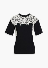Valentino Garavani - Corded lace-paneled stretch-knit top - Black - M