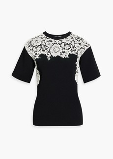 Valentino Garavani - Corded lace-paneled stretch-knit top - Black - S